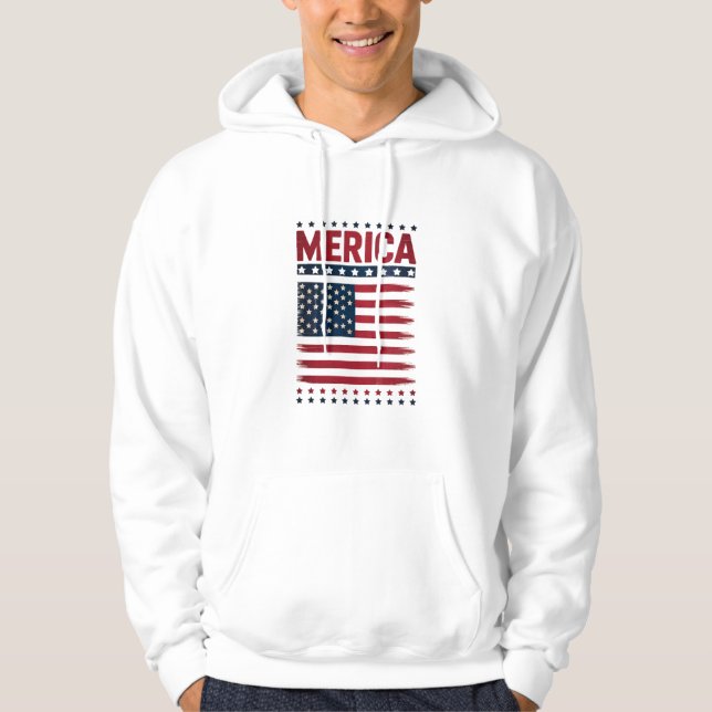 Amerikansk flagga 4 juli Merica Hoodie (Framsida)
