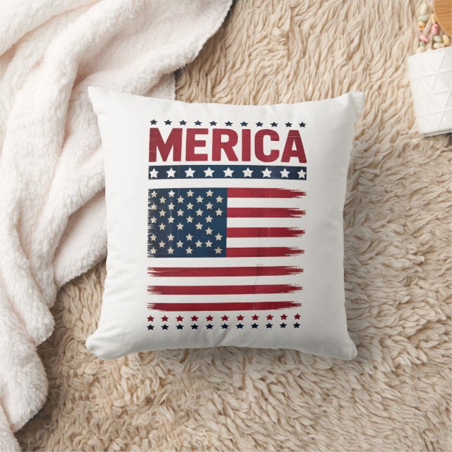 Amerikansk flagga 4 juli Merica Kudde (Filt)