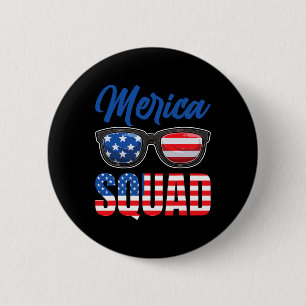 Amerikansk Flagga 4 juli Merica Squad Knapp