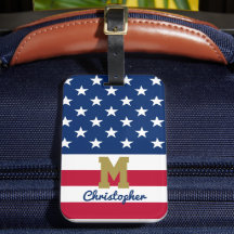 Amerikansk Flagga | 4 juli | Namn och Monogram