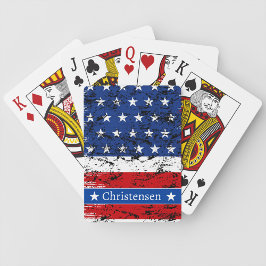 Amerikansk Flagga 4 juli Patriotic Veteran Namn Casinokort