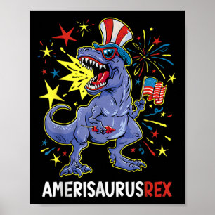 Amerikansk Flagga 4 juli T Rex Dinosaur Amerisaur Poster