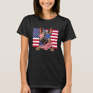 Amerikansk Flagga 4 juli: Tyska shepherd Pappa Mam T Shirt