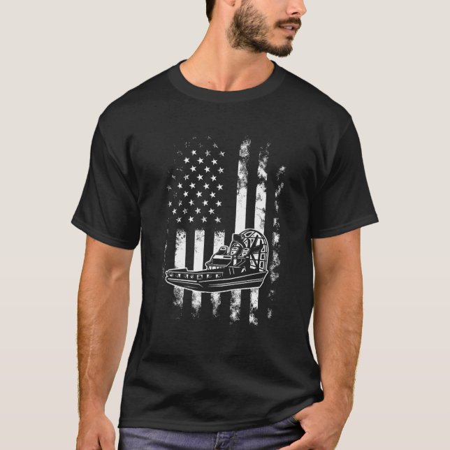 Amerikansk Flagga Airboat T Shirt (Framsida)