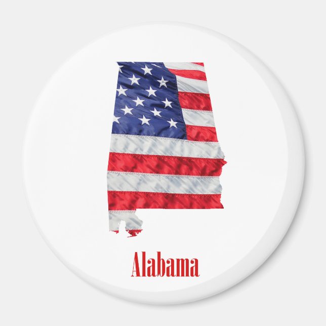 Amerikansk flagga Alabama USA Magnet (Framsidan)