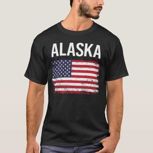Amerikansk flagga Alaska T Shirt (Framsida)