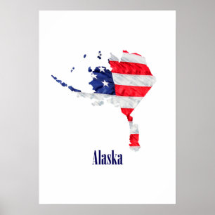 Amerikansk flagga Alaska USA Poster