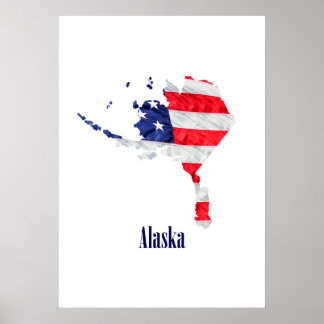 Amerikansk flagga Alaska USA Poster