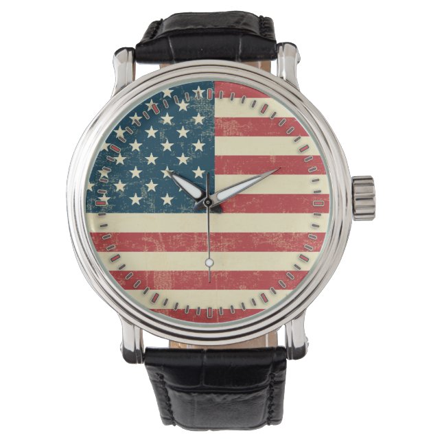 Amerikansk Flagga-Åldras, inmatad Armbandsur (Framsida)