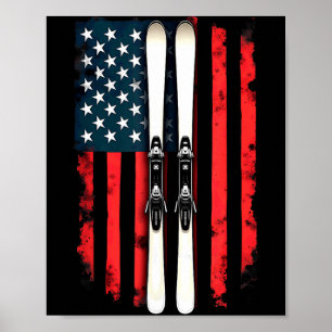 Amerikansk flagga alpin skidåkare Amerikansk flagg Poster