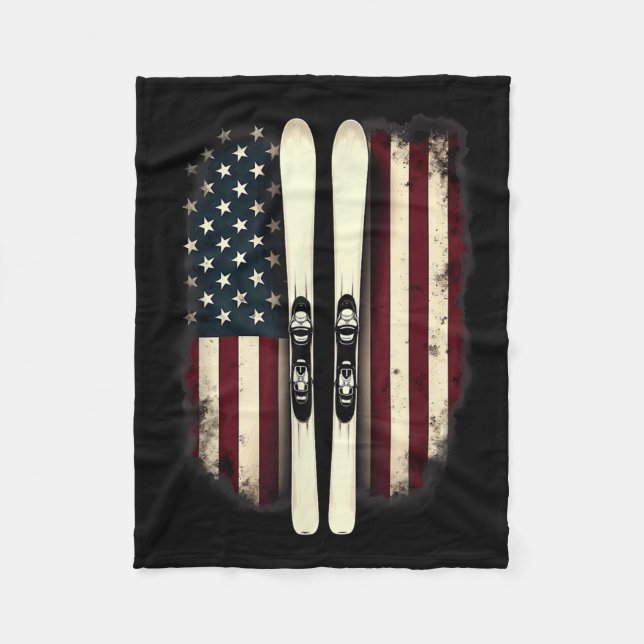 Amerikansk Flagga Alpine Skier _4 Fleecefilt (Framsidan)