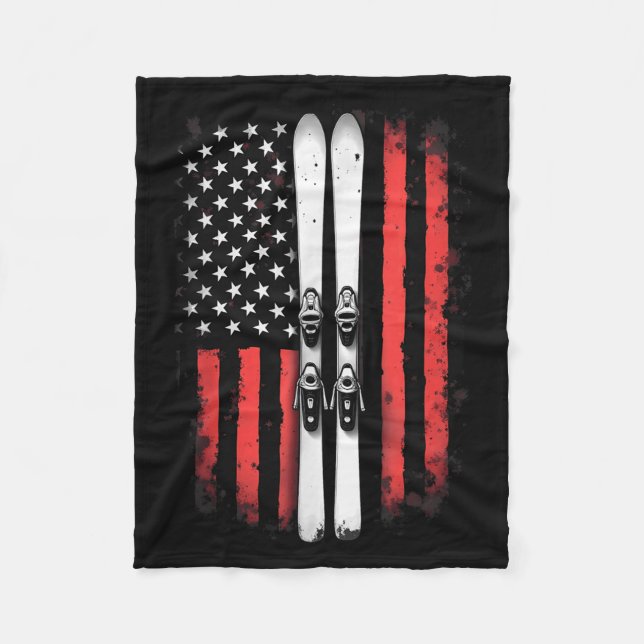 Amerikansk Flagga Alpine Skier _5 Fleecefilt (Framsidan)