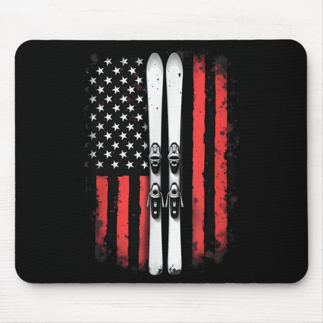 Amerikansk Flagga Alpine Skier _5 Musmatta (Framsidan)