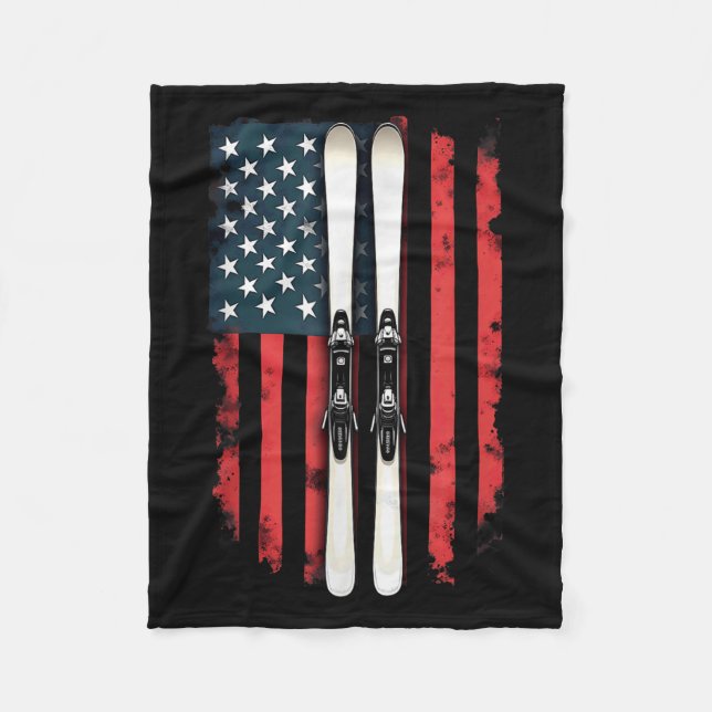 Amerikansk Flagga Alpine Skier _6 Fleecefilt (Framsidan)