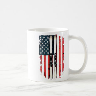 Amerikansk Flagga Alpine Skier _6 Kaffemugg