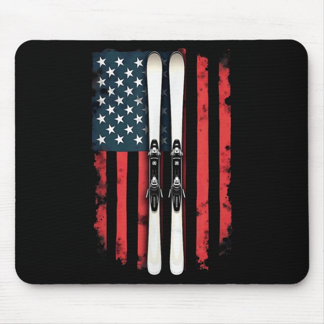 Amerikansk Flagga Alpine Skier _6 Musmatta (Framsidan)