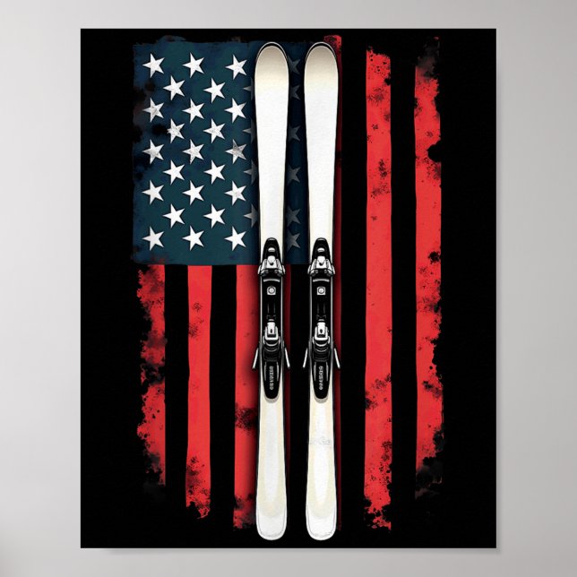 Amerikansk Flagga Alpine Skier _6 Poster (Framsidan)