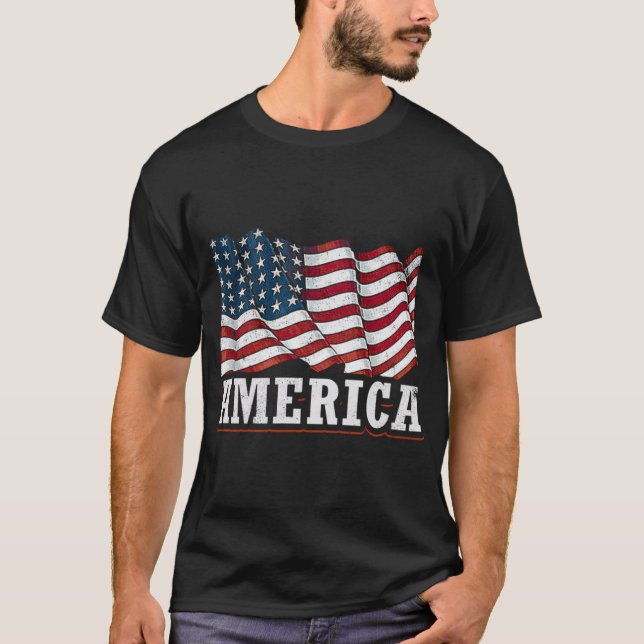 Amerikansk Flagga amerikansk Flagga T Shirt (Framsida)