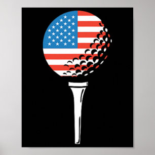 Amerikansk flagga amerikansk golftee vänster bröst poster