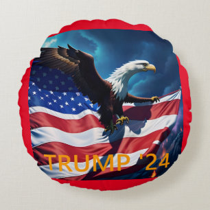 Amerikansk flagga Amerikansk örn TRUMP 2024 Rund Kudde