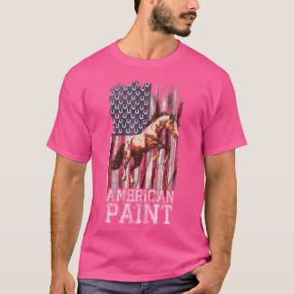Amerikansk flagga Amerikansk Paint Häst Älskare Ri T Shirt