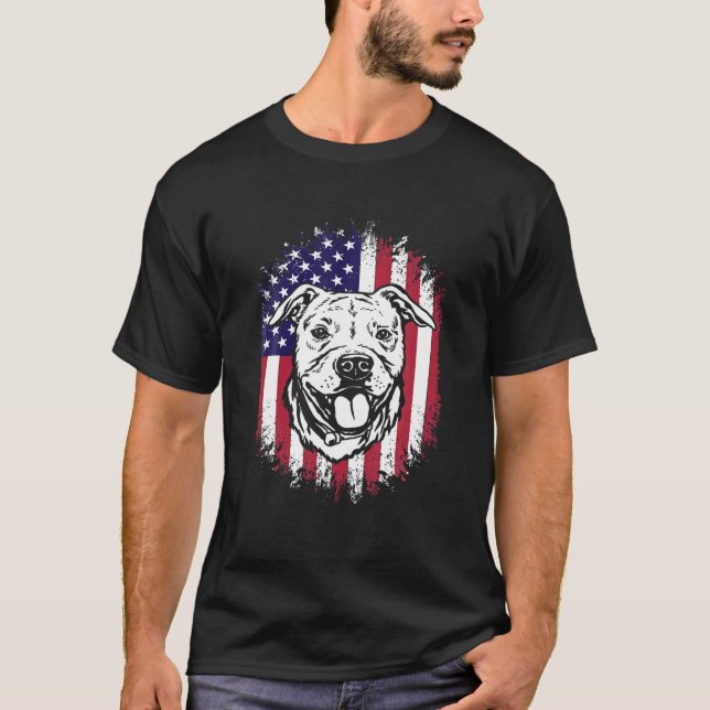 Amerikansk Flagga Amstaff American Stafford Dshire T Shirt (Framsida)