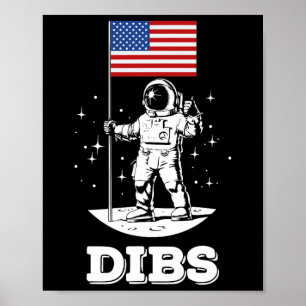 Amerikansk Flagga Astronaut Rymden 4:e Juli Amerik Poster
