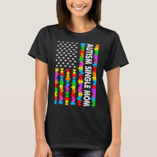 Amerikansk Flagga Autism - enstaka Mamma-autism - T Shirt