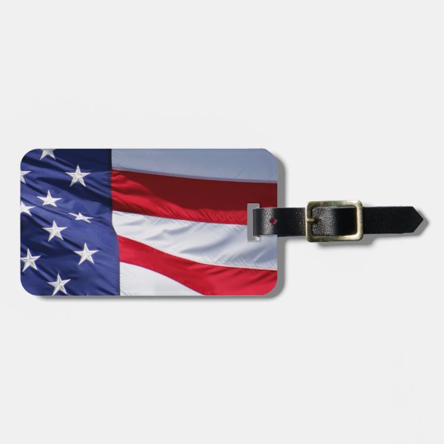 Amerikansk flagga bagagetikett bagagebricka (Horisontell Framsida)