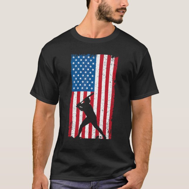 Amerikansk Flagga Baseball 1 T Shirt (Framsida)