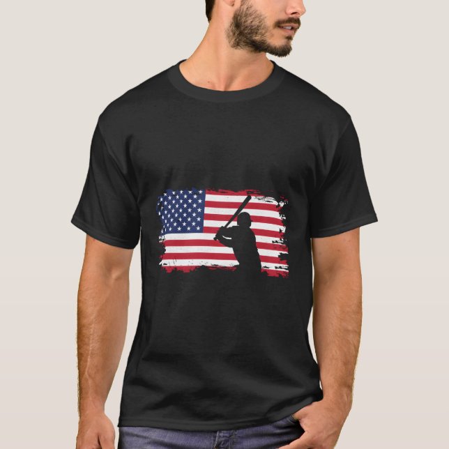 Amerikansk Flagga Baseball Baseball T Shirt (Framsida)