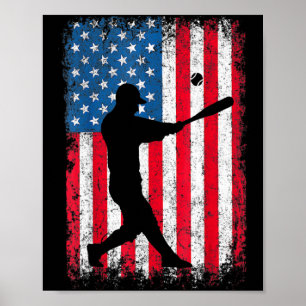 Amerikansk Flagga Baseboll Lag Män Pojkar Barn Fli Poster