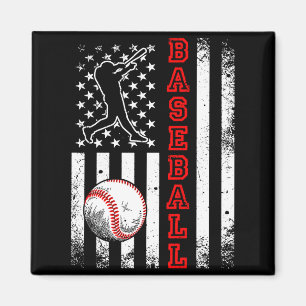 Amerikansk Flagga Baseboll Lag Vintage Baseboll T Magnet