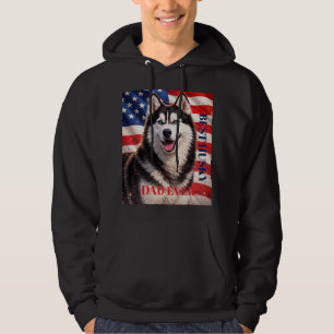 Amerikansk flagga Bästa pappa någonsin Husky hund Hoodie