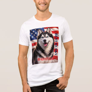 Amerikansk flagga Bästa pappa någonsin Husky hund T Shirt