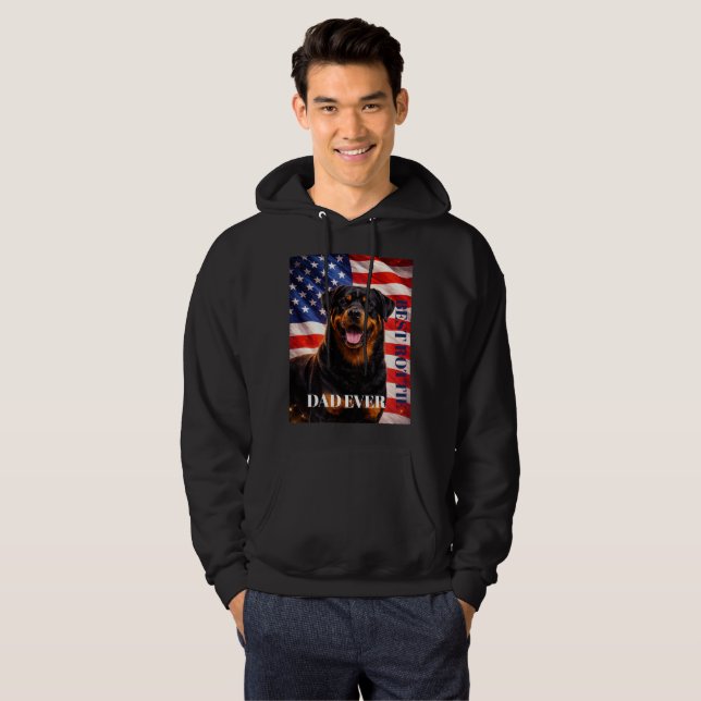 Amerikansk flagga Bästa pappa någonsin Rottweiler  Hoodie (Hel framsida)