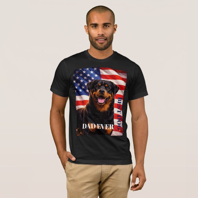 Amerikansk flagga Bästa pappa någonsin Rottweiler  T Shirt (Hel framsida)