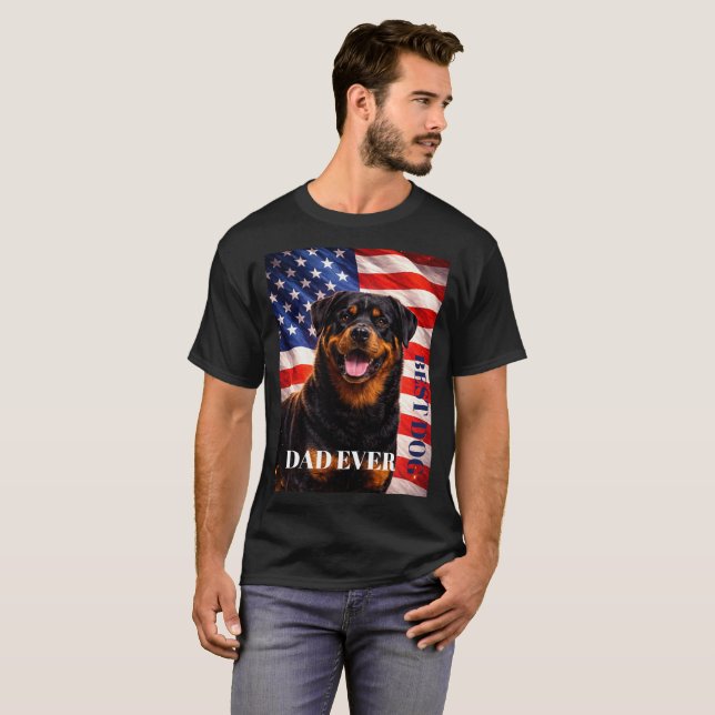 Amerikansk flagga Bästa pappa någonsin Rottweiler  T Shirt (Hel framsida)