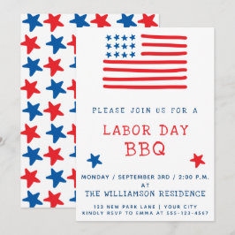 Amerikansk Flagga | BBQ-inbjudan på arbetsdag Inbjudningar