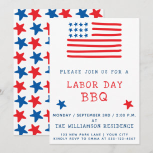Amerikansk Flagga BBQ-inbjudan på arbetsdag Inbjudningar