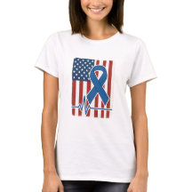 Amerikansk Flagga Blue Ribbon Heartslag Shirt