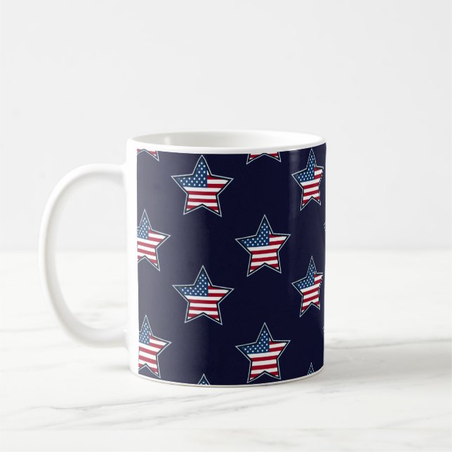 Amerikansk Flagga Blue Star Spangled Stars och str Kaffemugg (Vänster)