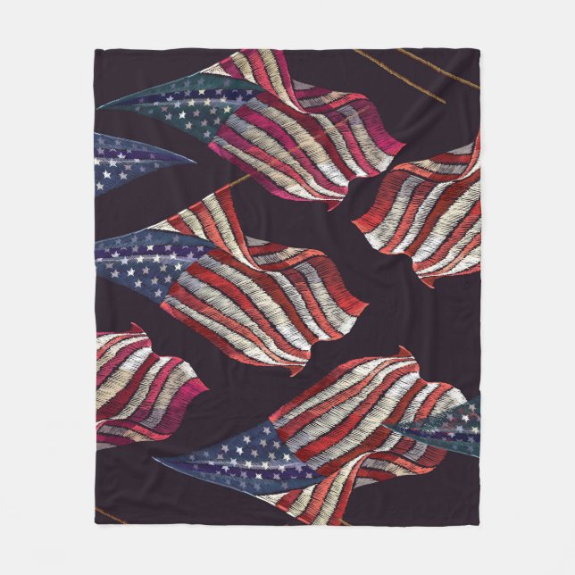 Amerikansk flagga-broderier: patriotisk mönster. fleecefilt (Framsidan)