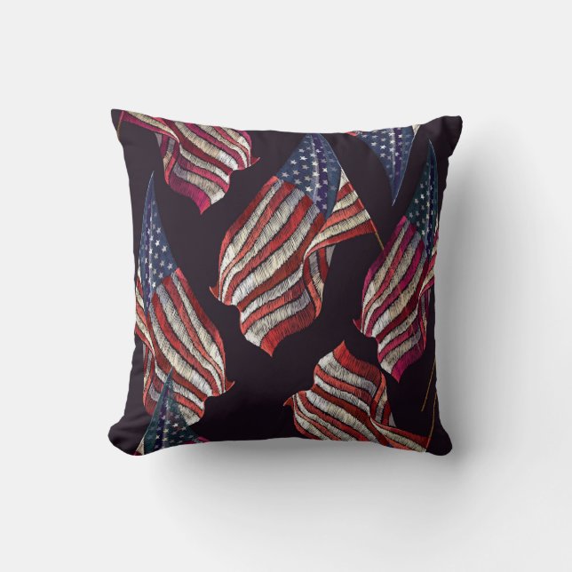 Amerikansk flagga-broderier: patriotisk mönster. kudde (Framsida)