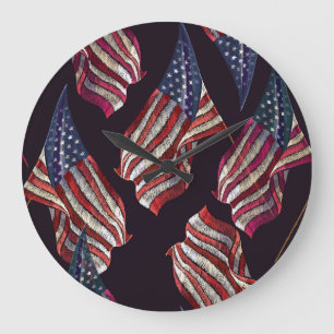 Amerikansk flagga-broderier: patriotisk mönster. stor klocka