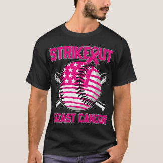 Amerikansk Flagga Bröstborre Cancer Baseball T Shirt