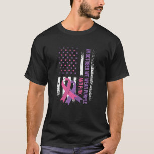 Amerikansk Flagga Bröstcancer och våld i Domestice T Shirt