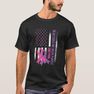 Amerikansk Flagga bröstcancer och våld i Domestice T Shirt