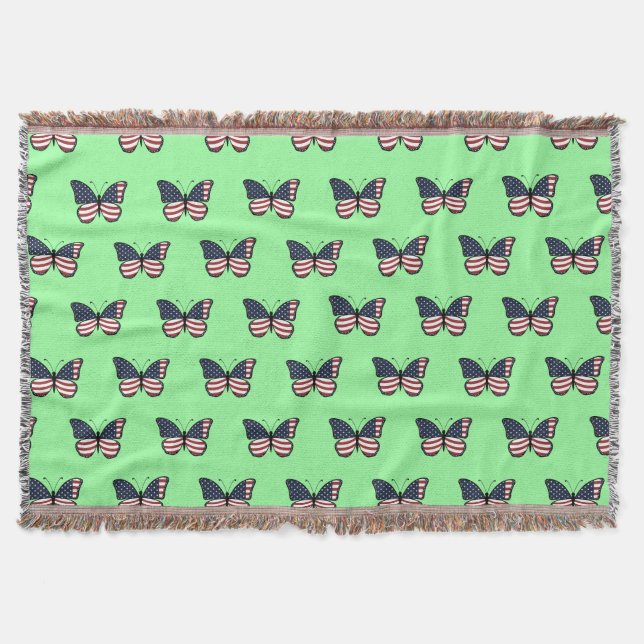 Amerikansk Flagga Butterfly Design-62615 Filt (Framsidan)
