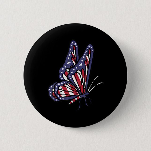 Amerikansk Flagga Butterfly Memorial Dag 4 juli O Knapp (Framsida)